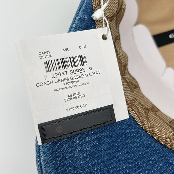 Coach Signature Denim Baseball Hat - Picture 10 of 13